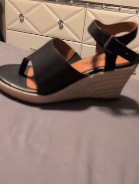 Softwalk Black Wedge Sandals - Women